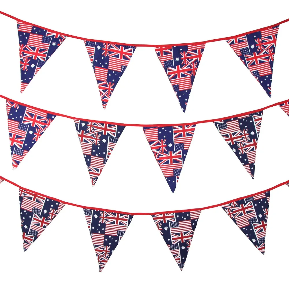 2018 New 12 Flags 3.6M Canvas Fabric Banners USA Flags Bunting Decor