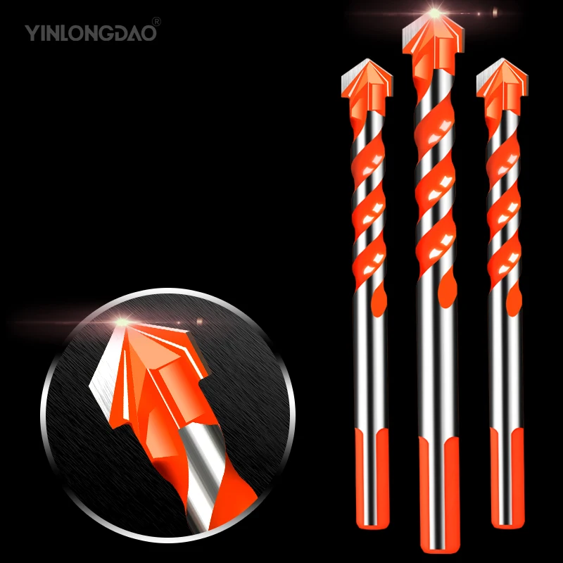 Triangle Drill Ceramic Wall Glass Cement Concrete Hole Opener Stone Red Cutting Machine Nail Metal Drill 4-12mm
