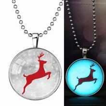 

SN07 Christmas Night Elk Necklace Sweater Chain Necklace Alloy Christmas Tree Decorations or Nament Luminous pendant Accessories