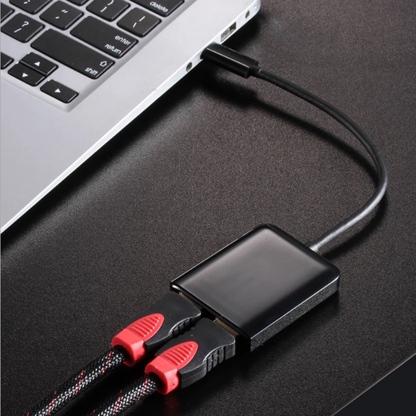 Переходник с USB Type C на двойной HDMI адаптер 3 1 штекер гнездо преобразователь 4K @ 30 Гц