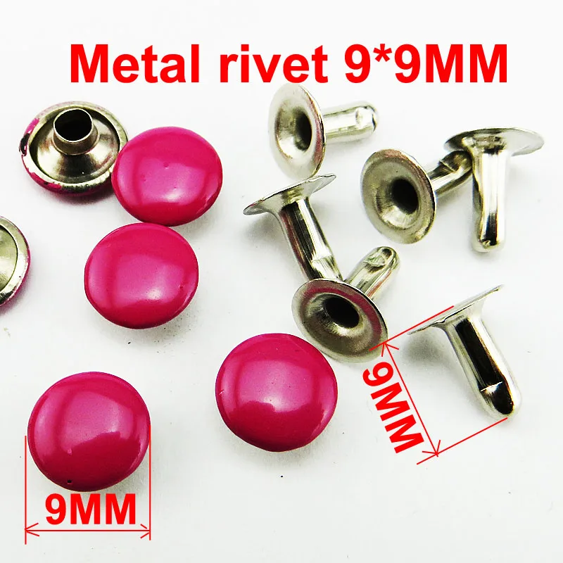 100PCS 9*9MM CARMINE RIVET buttons sewing clothes accessorY Handbag rivets fits MR 023in
