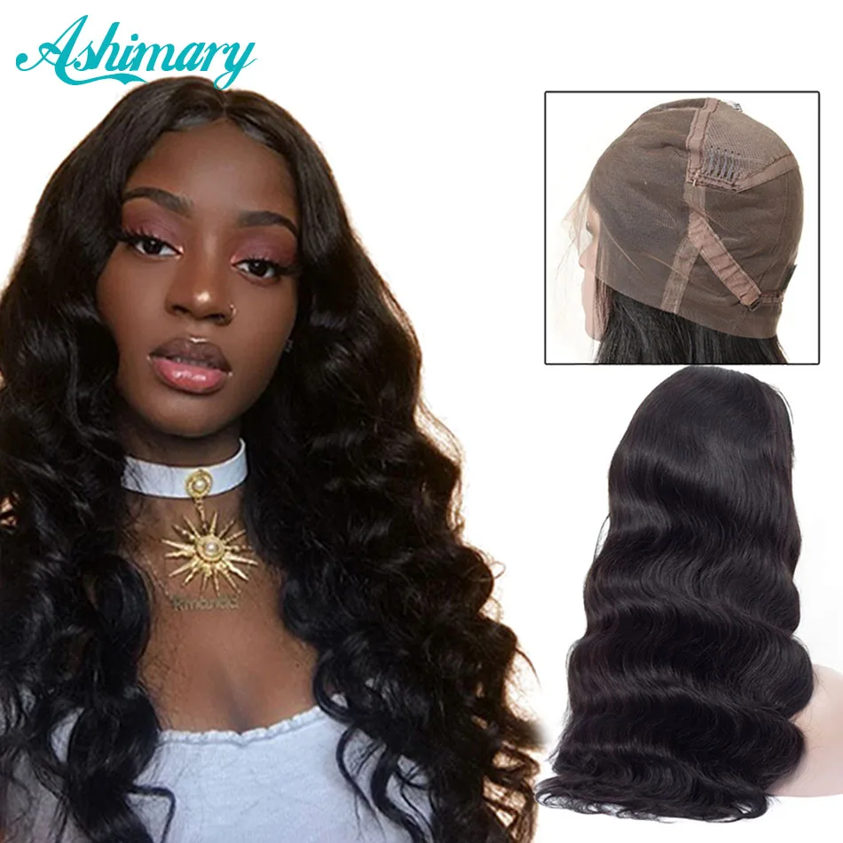 

Pre Plucked Full Lace Human Hair Wigs Remy Brazilian Body Wave Wig Full Lace Wigs with Baby Hair Bleached Knots Ashimary