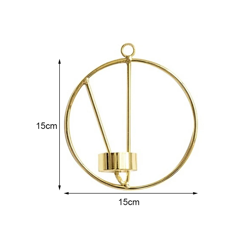 Подсвечник в скандинавском стиле, металлический настенный подсвечник, 3D геометрический Круглый Подсвечник, золотой подсвечник, украшение для дома, свадьбы, ремесло - Цвет: C