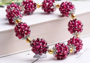 

Pretty Hand Weave 3.5mm Round Shape Natural Red Garnet Gems Elasticity Bracelets