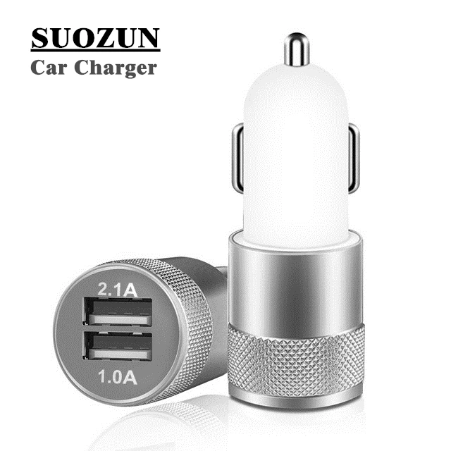 

SUOZUN Dual USB Car Charger For Iphone X 8 7 Plus Universal mobile phone USB Adapter For Samsung S6 S5 USB Cigar Socket