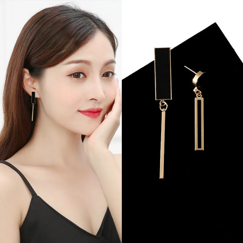 

Geometric Asymmetrical Earrings for Women Gold Silver Color Korean Fashion Temperament Accessories Dangle Earrings Jewelry Gift
