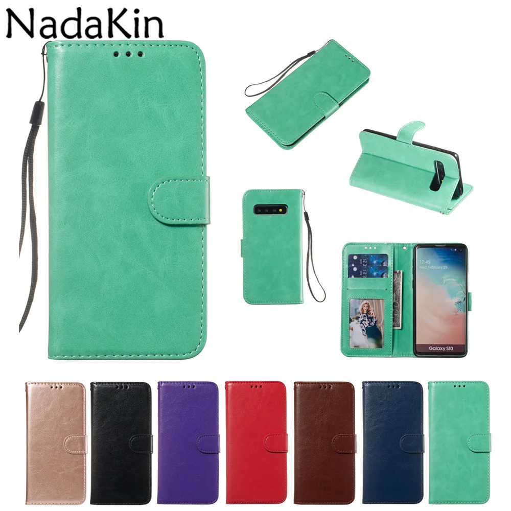 

Luxury PU Leather Flip Book Case Shell Cover for Samsung Galaxy S10e S10 S9 S8 Plus S6 S7 Edge Note 8 9 Phone Purse With Strap