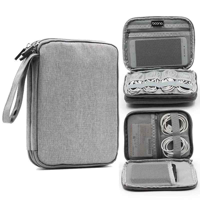 Двухслойная электронная сумка для хранения гаджетов для путешествий, цифровые аксессуары, органайзер, чехол для HDD, USB кабель для передачи данных, внешний аккумулятор, наушники