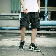 Новые летние грузовые шорты мужские модные уличные рабочие мужские шорты с карманами лентами длиной до колена шорты