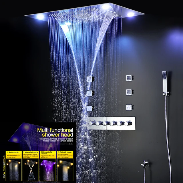 Buy Large Rain Shower Bathroom Ceiling Electric Led ShowerHeads Rainfall