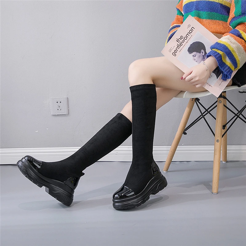 

2018 New Women Boots Autumn Winter Ladies Fashion Flat Bottom Boots Shoes Over The Knee Thigh High Suede Long Boots #NVA-37