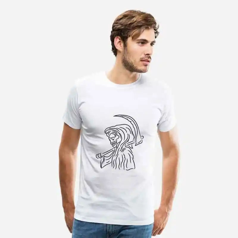 Men's Death sense evil skeleton skull tattoo design customized Print Handmade horror Fashion Novelty Funny Personalized T-shirt | Мужская