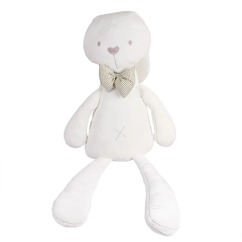 

High quality baby bow long-legged white rabbit appease doll children accompanying sleeping soft plush toys suitable for 0M+