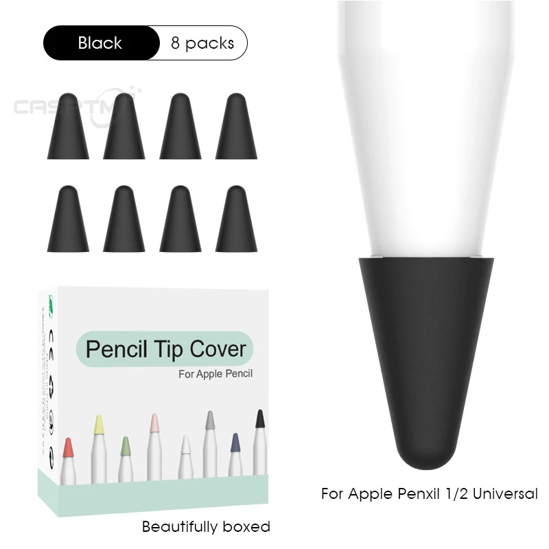 

8pcs Mute Silicone Replacement Tip Case Nib Cover Skin For Apple Pencil 1st 2nd Stylus Touchscreen Pen