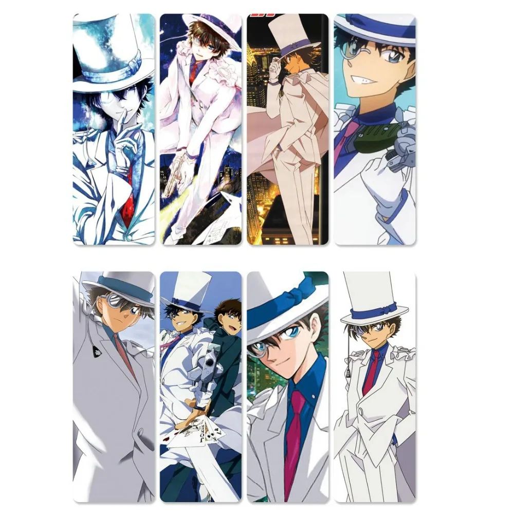 

8pcs Kaitou Kiddo Anime Bookmarks Waterproof Transparent PVC Plastic Bookmark Beautiful Book Marks Gift