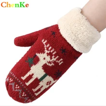 ChenKe Модные женские перчатки зимние толстые теплые вязаные акриловые перчатки милые женские Мультяшные Животные медведь олень милые Варежки для девочки