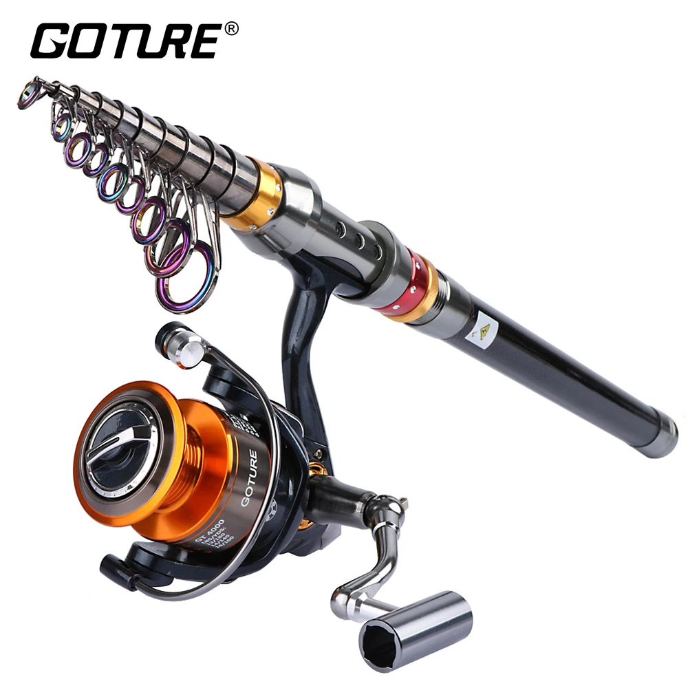 Goture Rod Combo, рыболовный комплект, серия 4000, металлическая спиннинговая Рыболовная катушка, 1,8 м-3,6 м, телескопическая удочка, все для рыболовных снастей