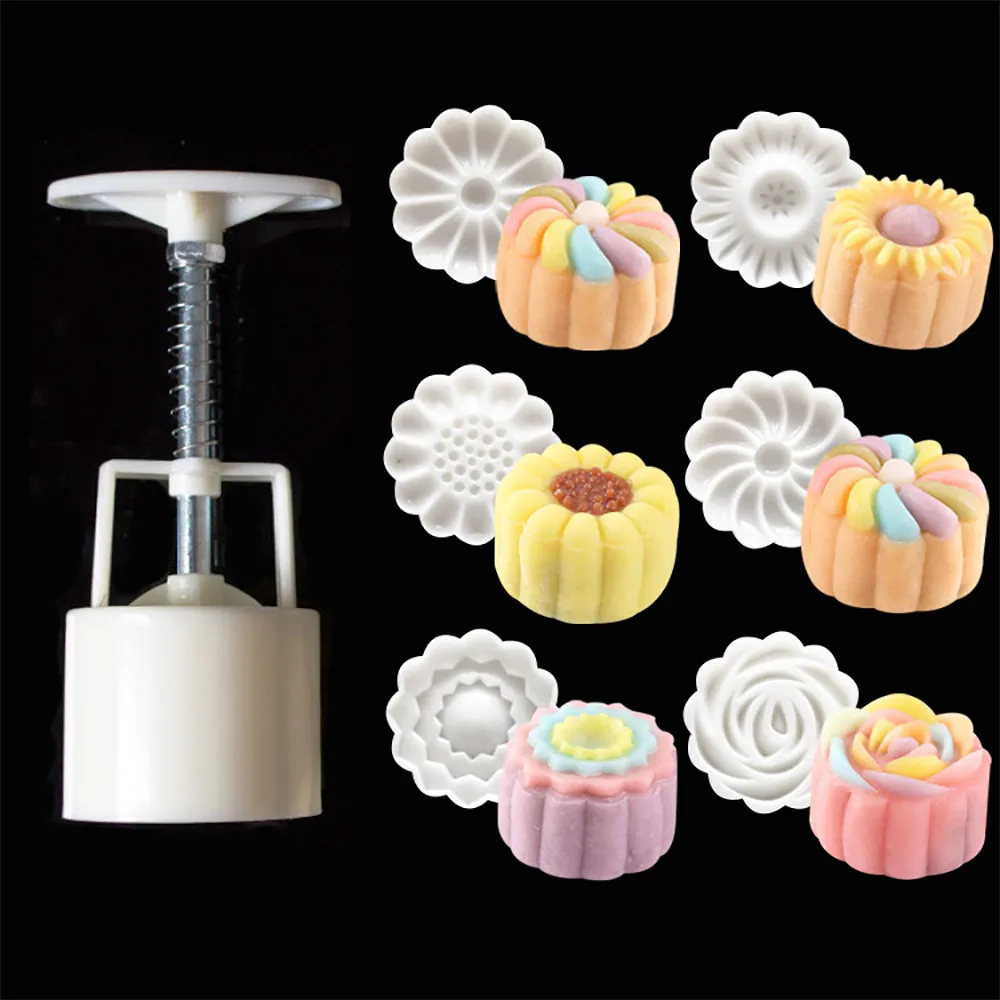 

Chinese Flowers Pattern Mooncake Mold Set Fondant Candy Pineapple Cake Mold Biscuit Cake Decorating Mold Pastry Pie Bakeware