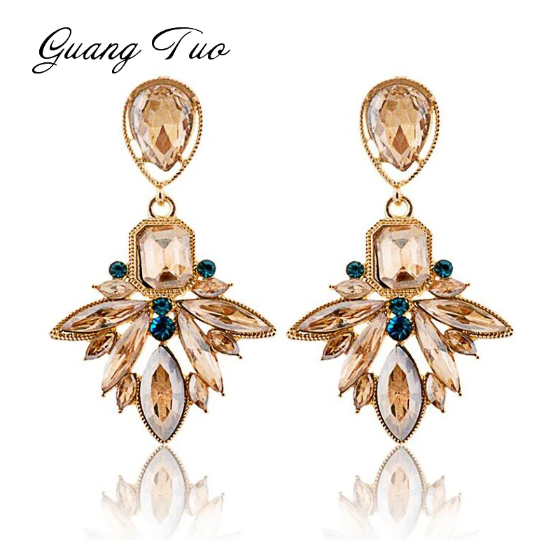

ES804 European New Fashion Crystal Earrings Luxury Women Jewelry Water Droplets Drop Earrings Wholesale Party Banquet Accessory
