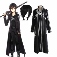 6 шт./компл. аниме Sword Art Online(SAO), Kirito Kirigaya), Арка «призрачная пуля» халат Костюмы для косплея с длинным пальто Тренч полный набор Для мужчин форма