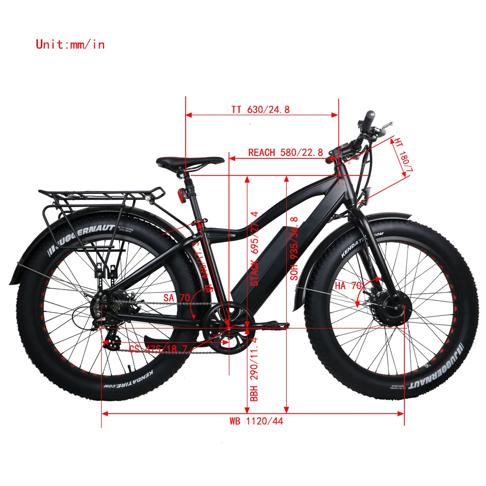 Discount USA CANADA DROP SHIPPING EUNORAU 48V250W+350W Lithium Battery Electric Snow Bike powerful Electric Snow Bicycle 1