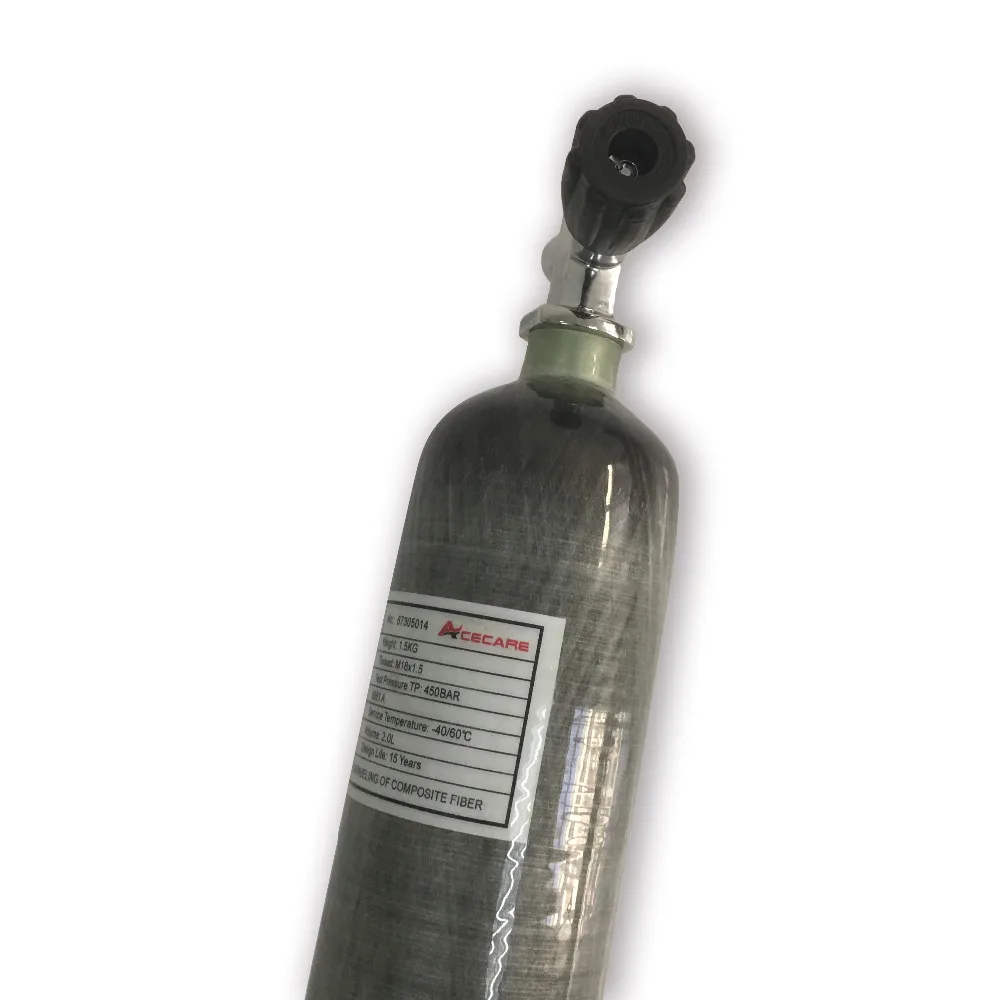 AC10251 Acecare 4500psi 2L 300ba углеродное волокно HPA/акваланг/дайвинг Бак CE сжатый цилиндр с клапаном для дайвинга трубка