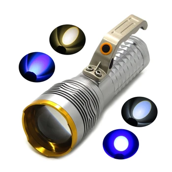 

5pcs/lot 4xQ5 Portable Ultra Bright LED Flashlight Blue/Yellow/White/Purple Beam Rechargeable LED Torch Night Fishing Light