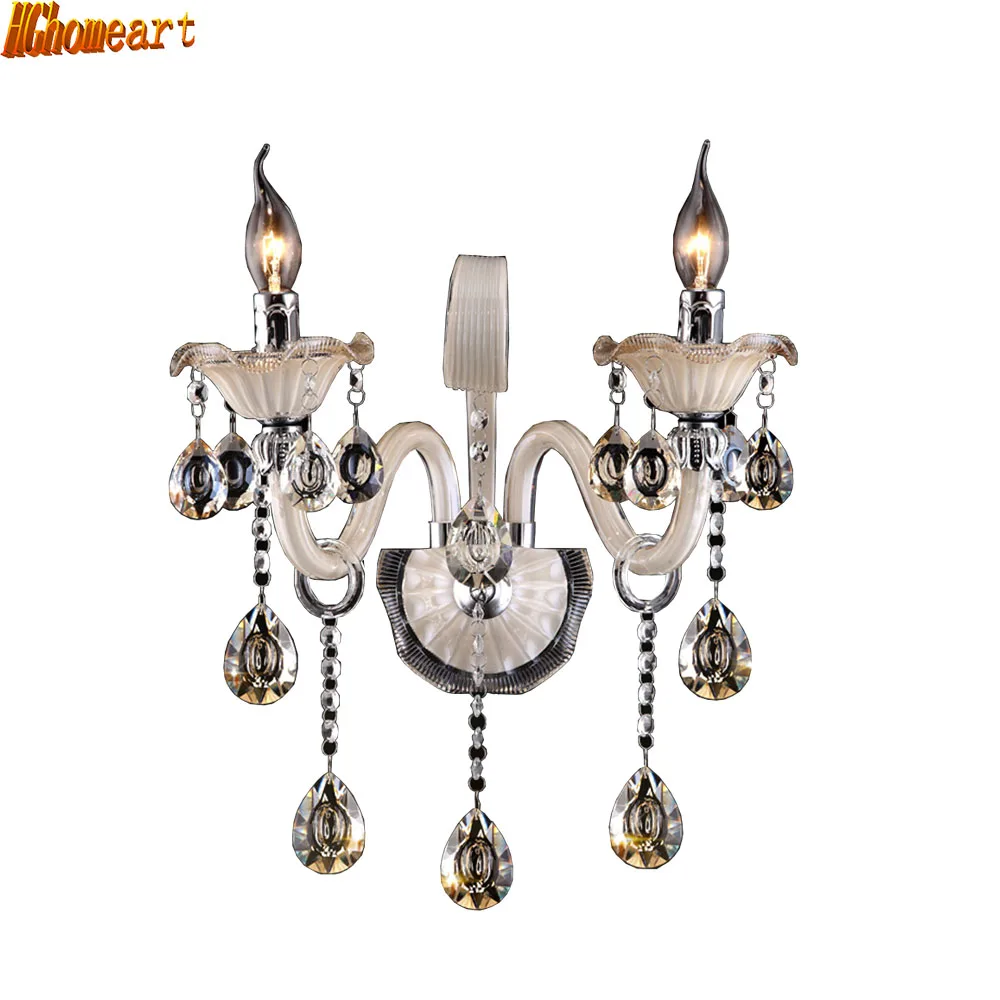

HGhomeart Crystal Wall Lamp Living Room Bedroom Bedside Lamp Fashion Pastoral LED Energy Saving Lamp Wall Lamp Aisle Lights