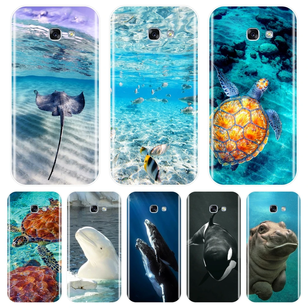 

Soft Phone Case Silicone For Samsung Galaxy A6 A7 A8 2018 A3 A5 2016 2017 Turtle Fish Sea Back Cover For Samsung A6 A8 Plus 2018
