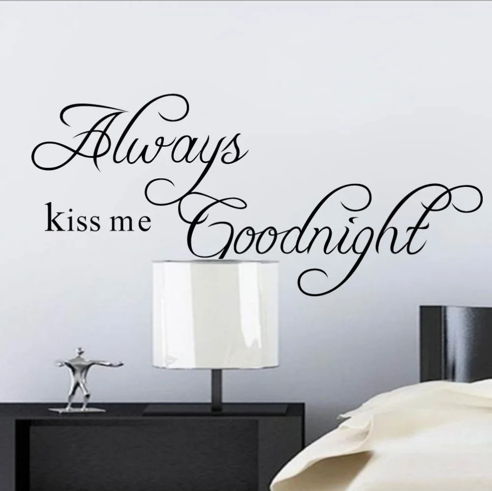 DIY стикер на стену &quotAlways Kiss Me Goodnight&quot английские виниловые наклейки стены