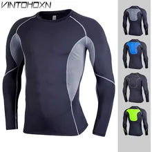 Для мужчин тренировки Тренажерный зал Фитнес Топ длинная футболка спорт бег Йога Тренировка быстросохнущие компрессионные тренировочные мышцв, бодибилдинг футболка 904