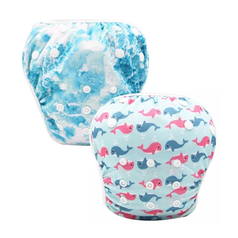 

2Pcs Baby Infant Bathing Adjustable Reusable Swim Boy Suit Cute Baby Swimwear Swimsuit Diapers Nappies Girl