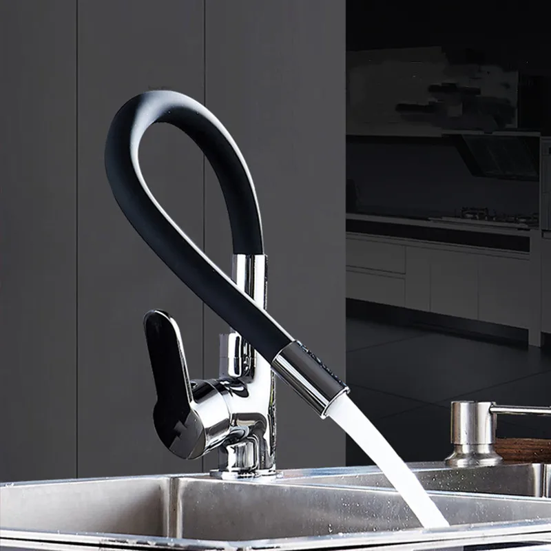 Liuyue Kitchen Faucets Black Orange Brass Silica Gel Nose Any