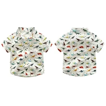 Для маленьких мальчиков крутая рубашка динозавров Повседневное мультфильм дикие с короткими рукавами одежда Детская одежда