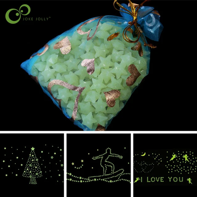 200pcs/set DIY 3D Shine Stars Glow In The Dark Luminous Fluorescent Plastic Wall Stickers for Living Home Decoration WYQ 1
