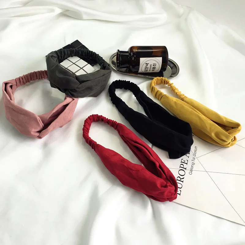 

1 X Girls Suede Headband Solid Cross Elastic Headband Soft Hair DIY Accessories