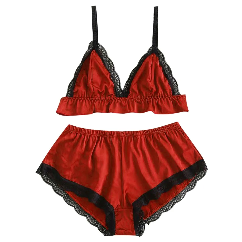 2 шт. для женщин Атлас пикантные прозрачные bralette белье девушка кружево сращивания комбинезон-Пижама Сексуальное Женское Эротическое#7