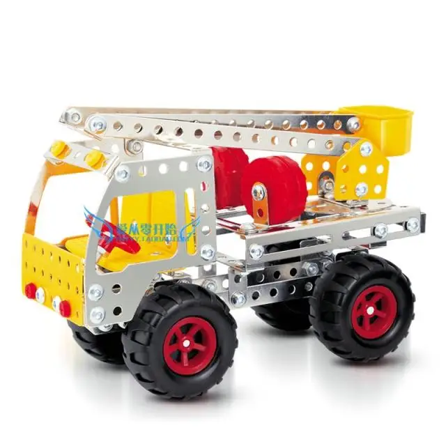 

DIY metal alloy assemby building blocks toys fire ladder truck model