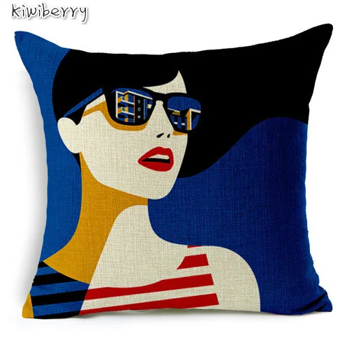 

Nordic Style Pop Black Girls Pillow Modern Abstract Art Cushion For Chairs Home Decor For Office Chair Sofa Car Throw Pillows