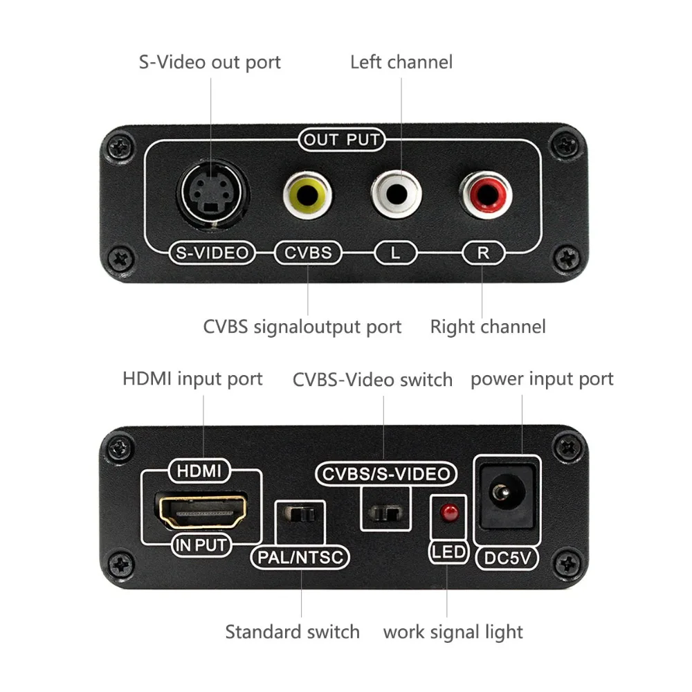 HDMI К AV S-Video CVBS видео преобразователь HDMI к SVIDEO+ S видео коммутатор адаптер HD 3RCA PAL/NTSC Переключатель для ТВ ПК Blue-Ray DVD