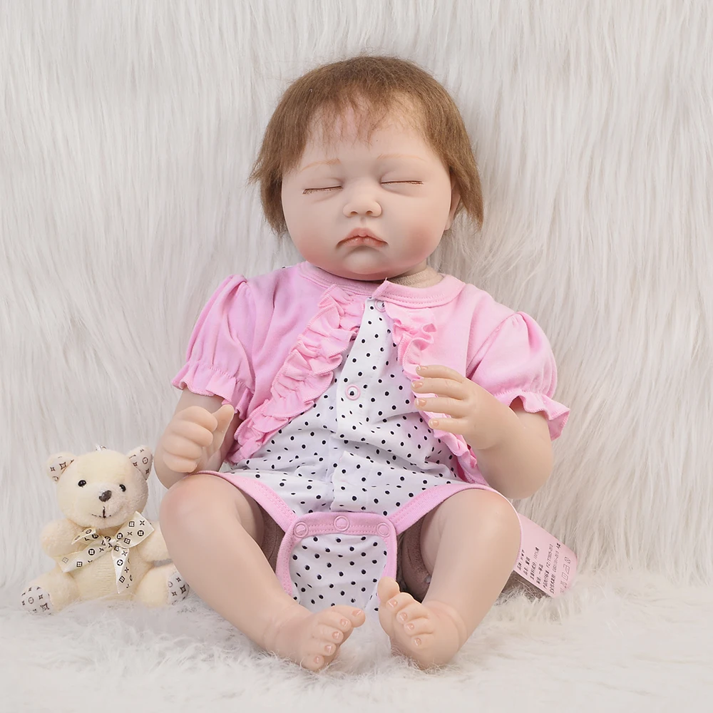 

Real Like Sleeping Doll 22'' Baby Reborn Girl Soft Silicone Vinyl Newborn Doll Realistic Boneca Alive Children Birthday Gifts