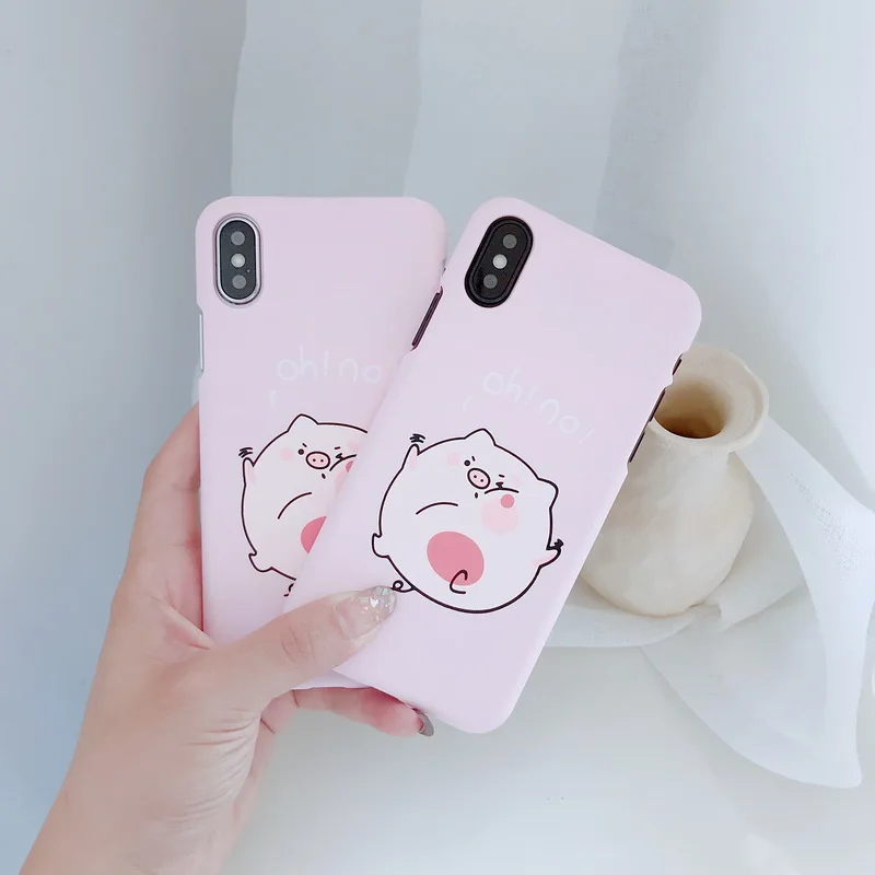 

Fashion Ultra Slim Cute Pig Pattern Phone Case For iPhone X 10 8 Plus Hard PC Plastic Anti-Skid Cover For iPhone X 6 6S 7 Plus