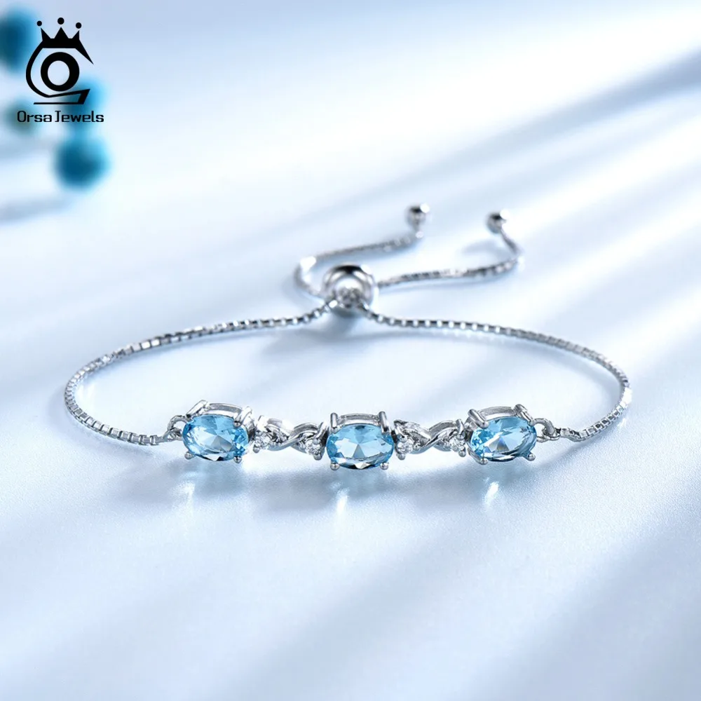 Goedkoop ORSA JUWELEN Echte 100% 925 Sterling Zilver Vrouwen Armbanden Armbanden Echte Natuursteen Luxe Vrouwelijke Bruiloft Sieraden VSB01