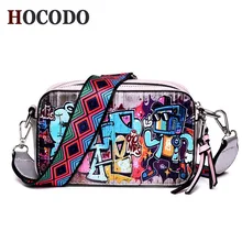 HOCODOFashion женская сумка с принтом из искусственной кожи, Индивидуальная сумка на плечо с граффити, Повседневная сумка через плечо, широкий плечевой ремень, сумка-мессенджер