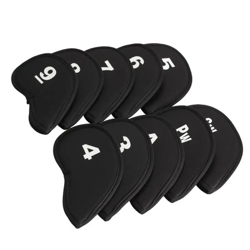 

10Pcs Golf Iron Head Covers Iron Putter Protective Black Window Golf Club Iron Head Protector Golf Accessories