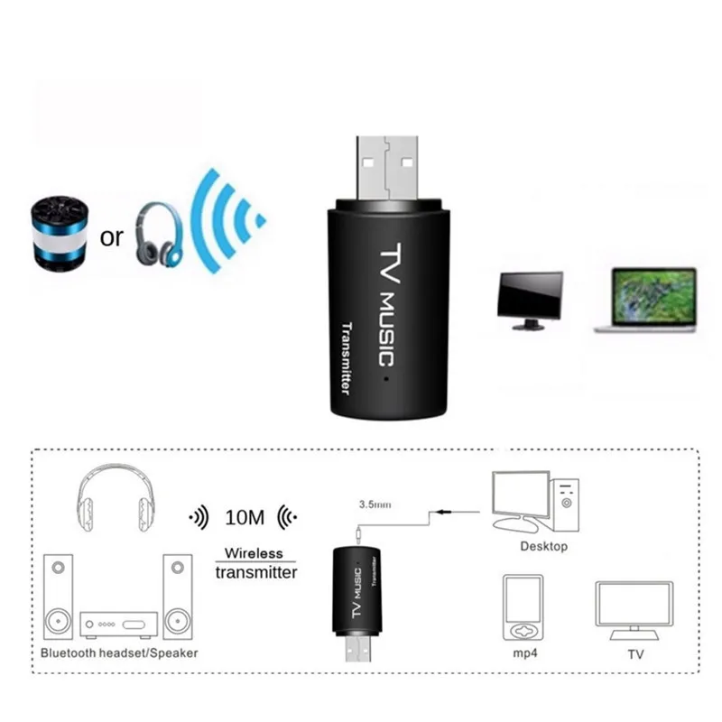 JINSERTA абсолютно беспроводной аудио Bluetooth передатчик музыка стерео Ключ адаптер для ТВ Смарт ПК MP3 наушники