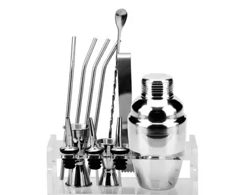 

Kitchen Dining Barware Bar Sets Stainless steel shaker cup ice clamp spoon straw practical bartender suit free shipping