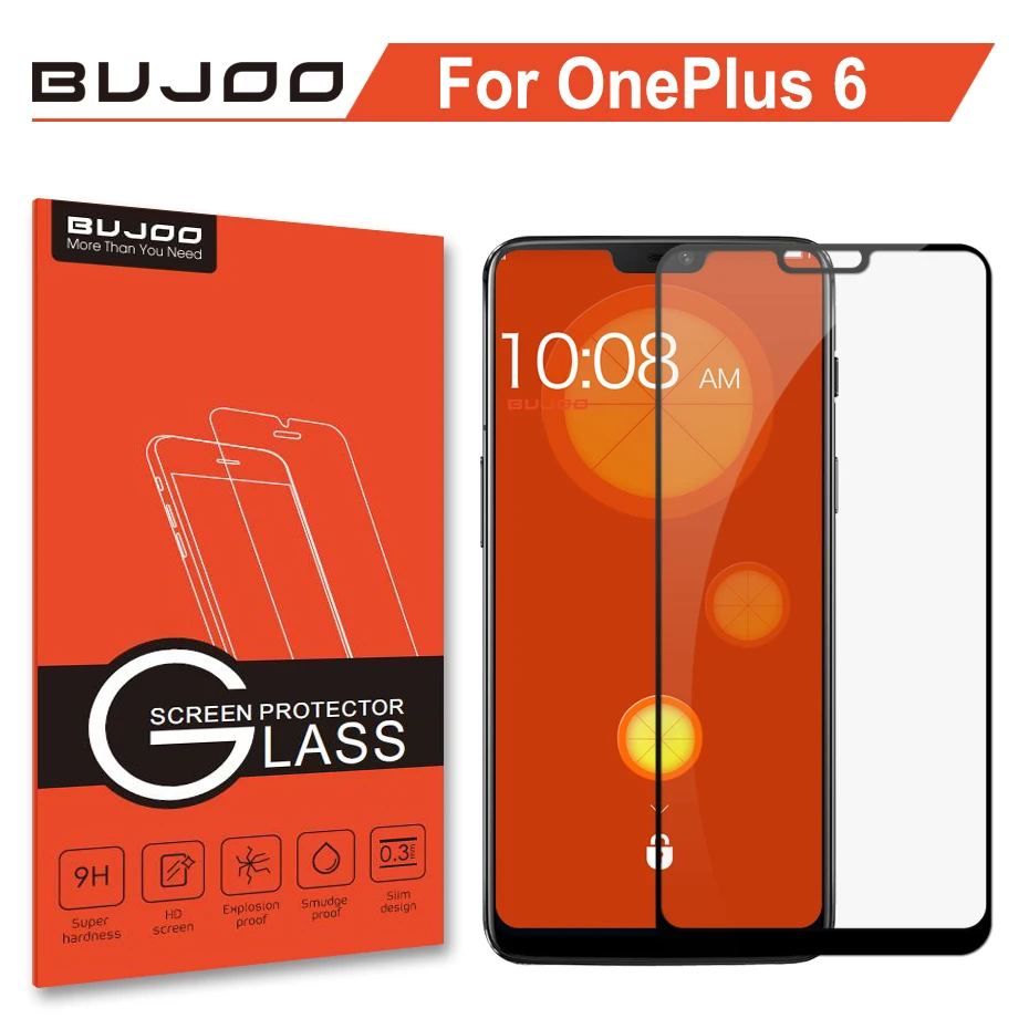 

100% Original BUJOO Highly Responsive 2.5D 0.3mm 9H Full Cover Screen Protector Tempered Glass For OnePlus 6 One Plus 6 1+6 Film