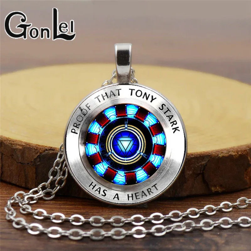 

Avengers 4 Endgame Iron Man Cosplay Accessories Tony Stark Gathering Energy Heart Time Gemstone Necklace Pendant Keychain New
