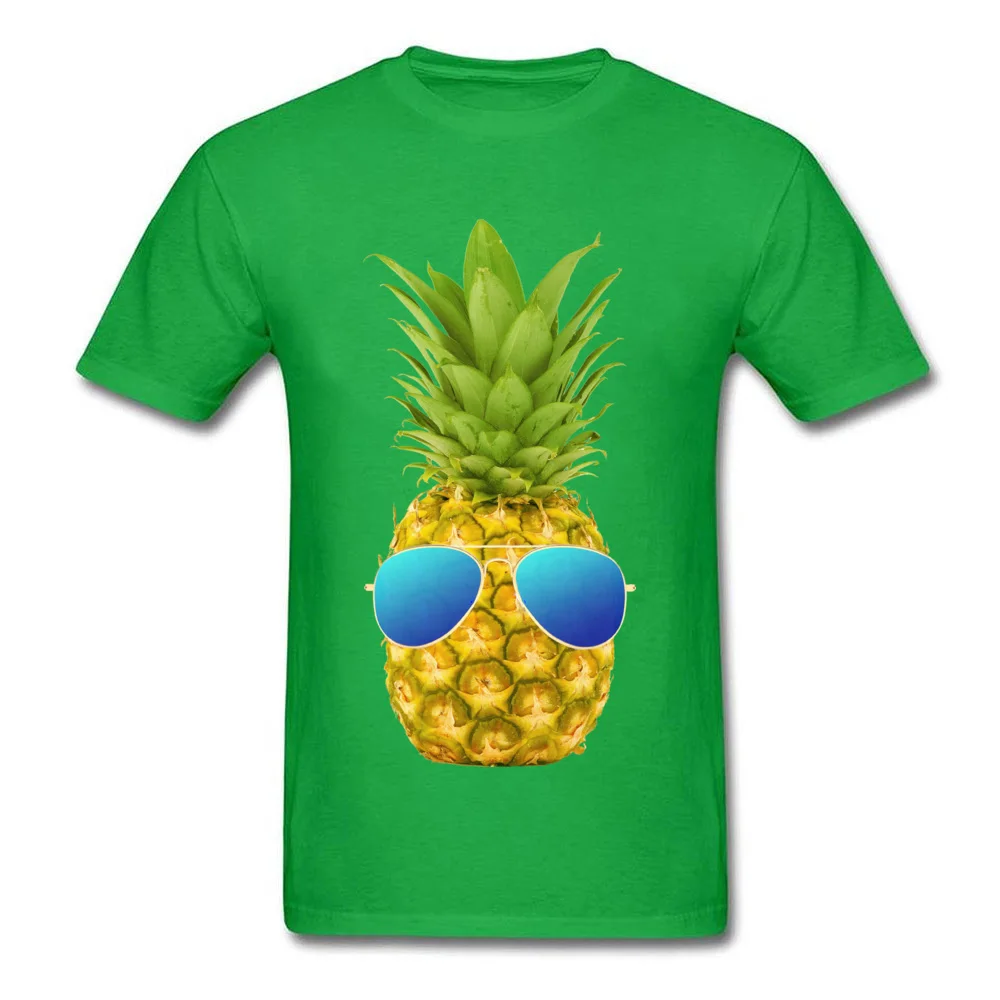Cool Pineapple Men's 2018 Fashion Funny Tops Shirts Round Neck NEW YEAR DAY Cotton T Shirt Custom Short Sleeve T Shirts Cool Pineapple green